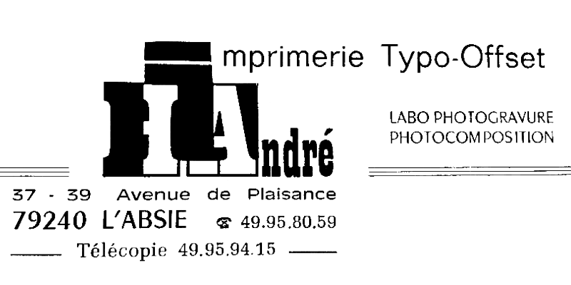 LOGO IMPRIMERIE ANDRE HISTOIRE 1969